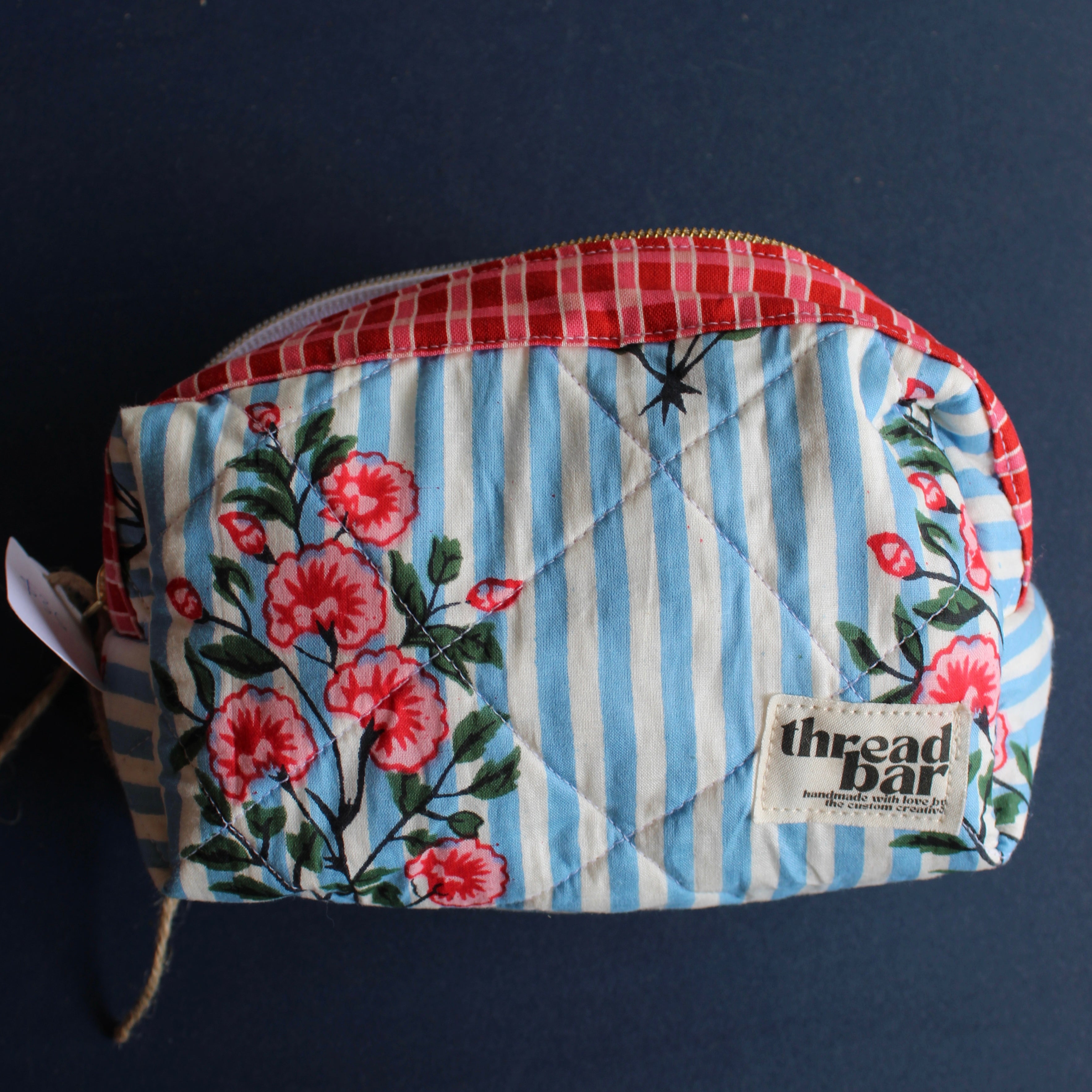 Blue Stripe Floral Size Small Bag