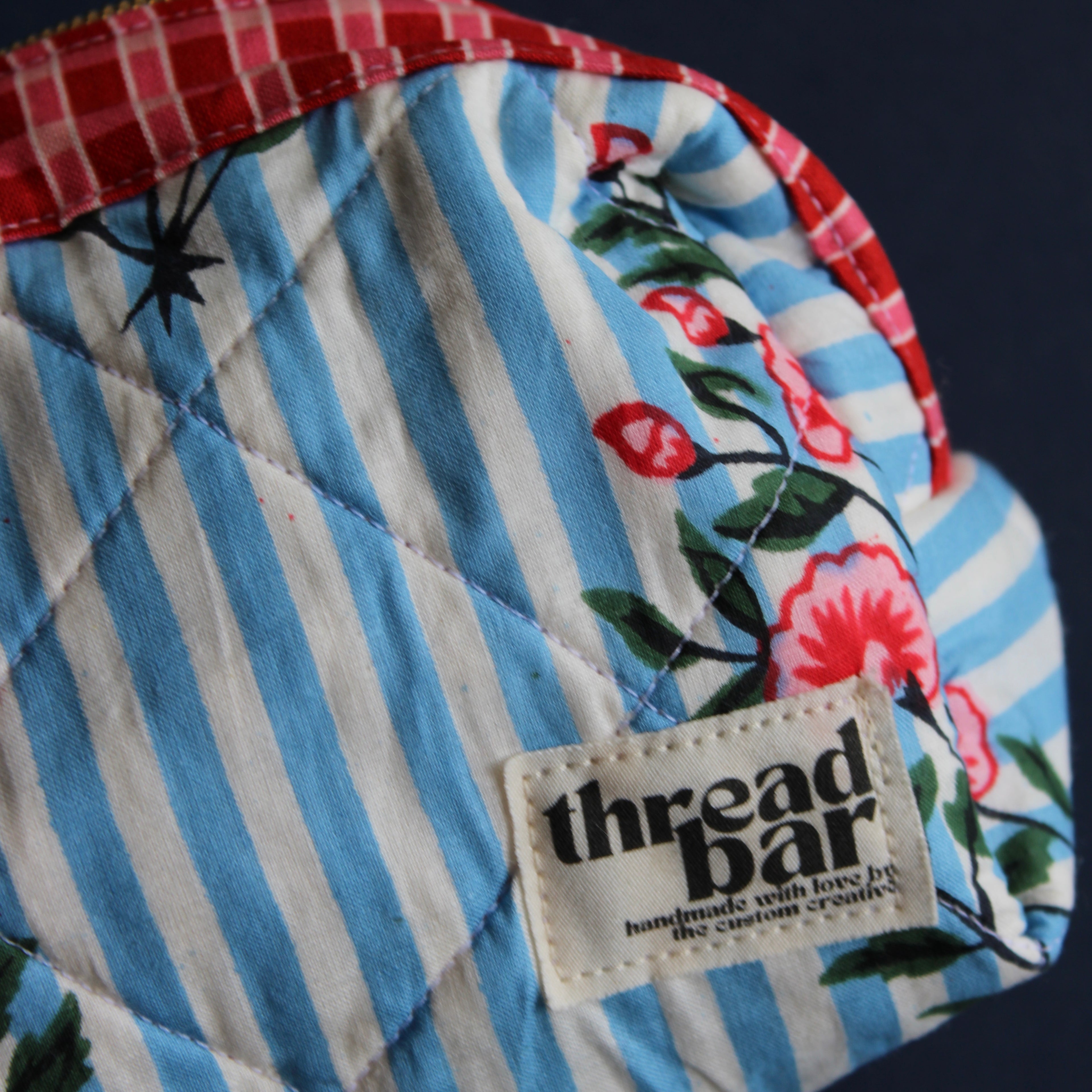 Blue Stripe Floral Size Small Bag