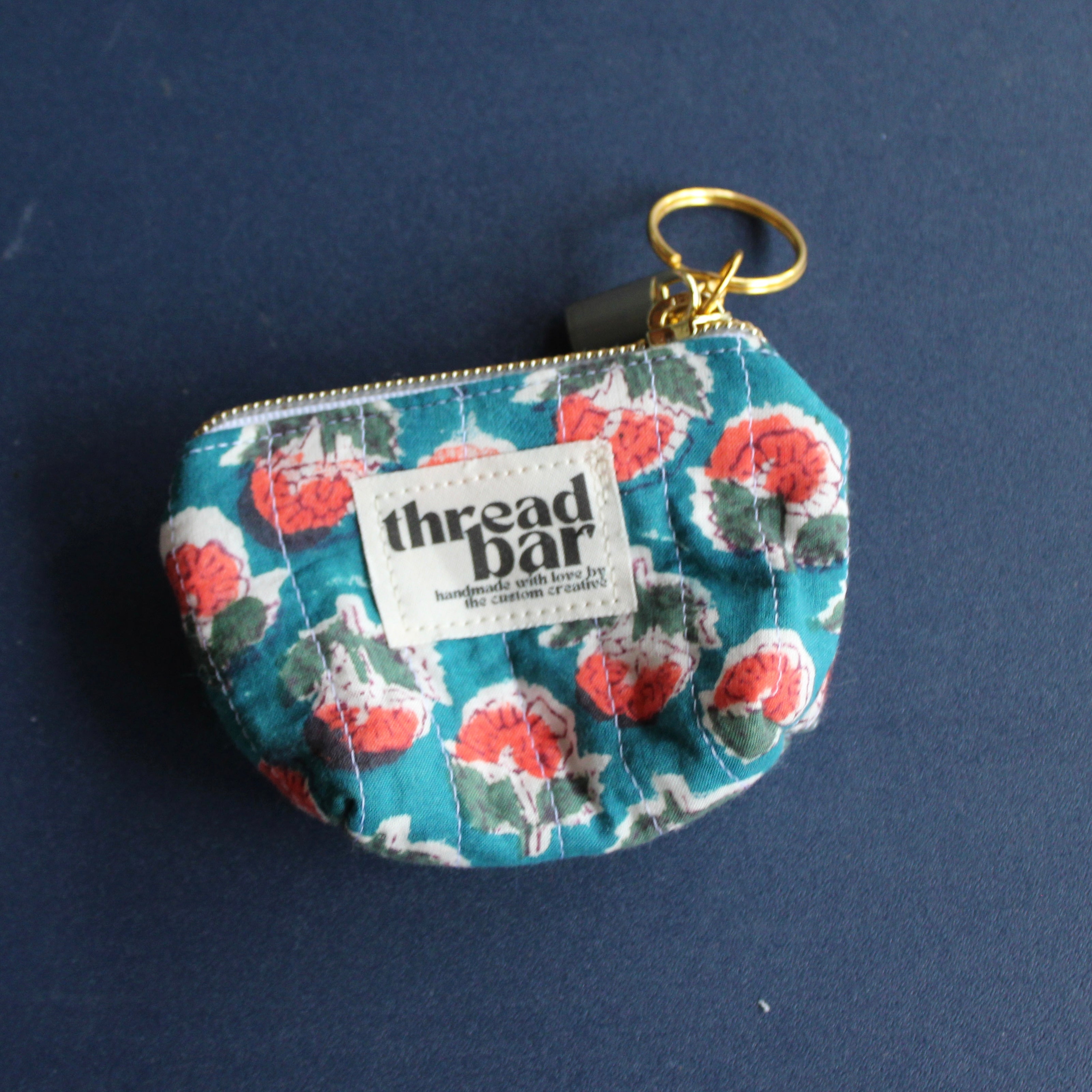 Blue and Orange Floral Coin Bag