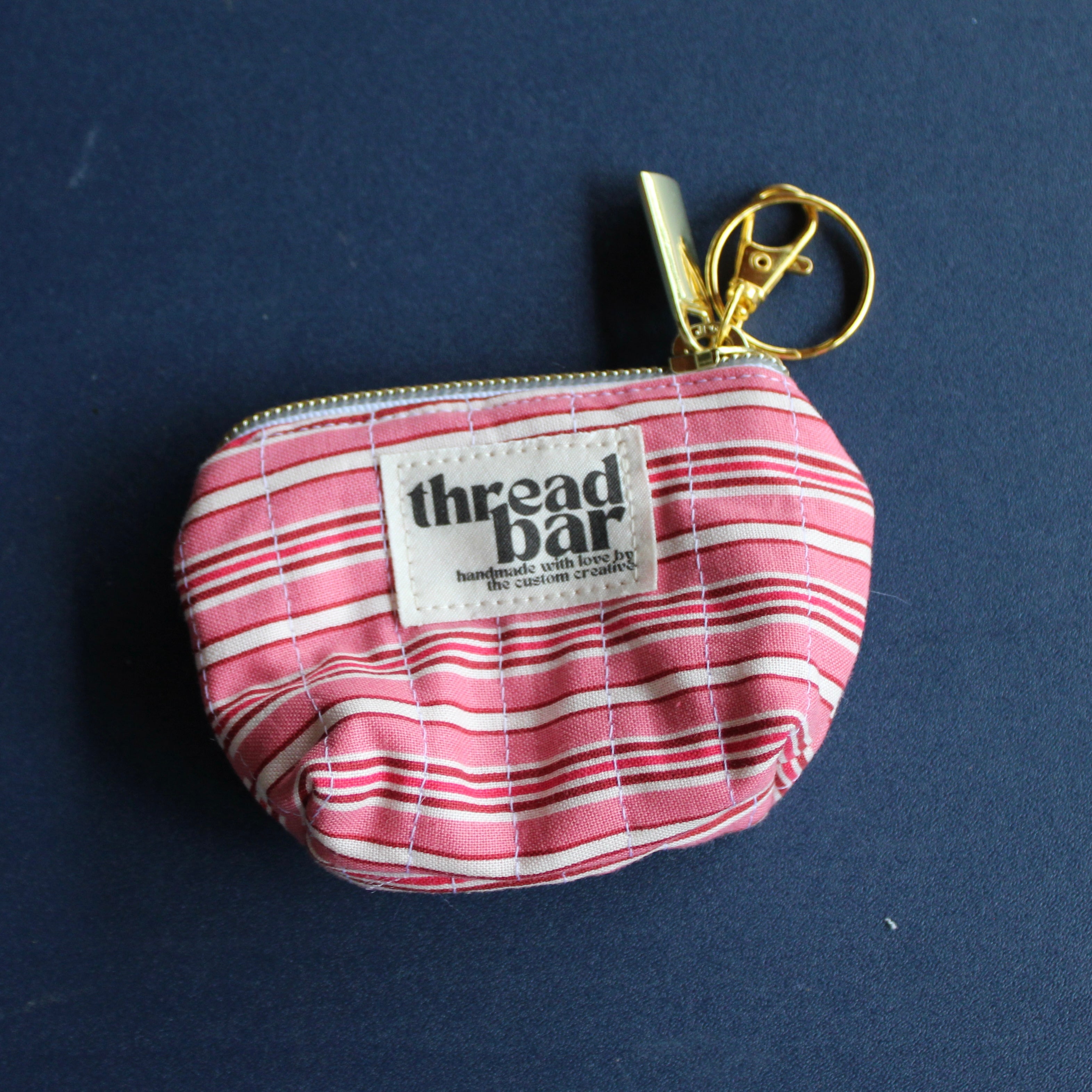Pink Stripe Coin Bag