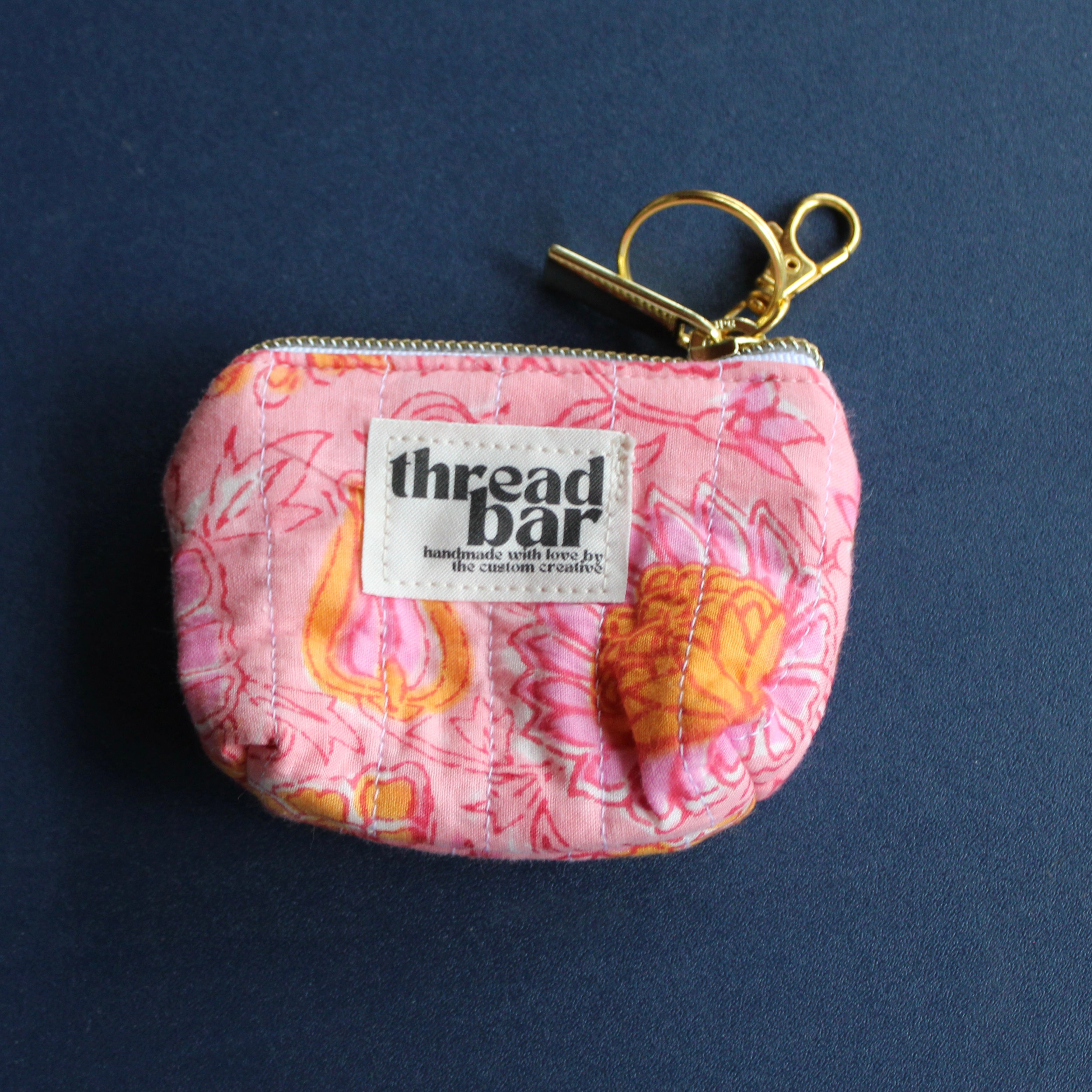 Pink and Orange Floral Coin Bag