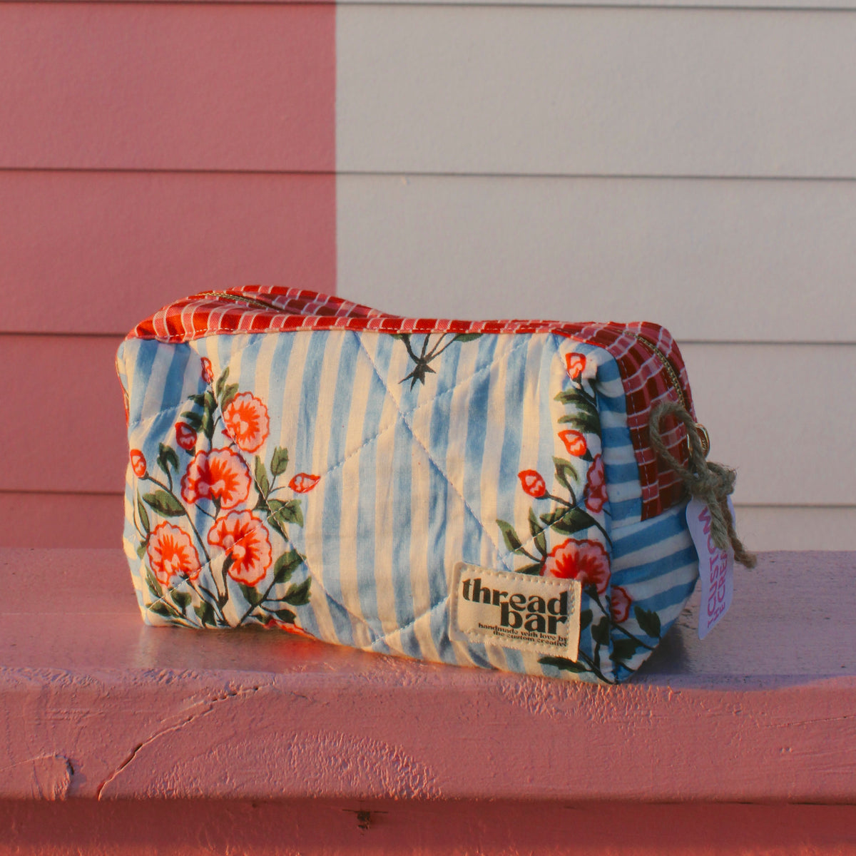 Small Blue Stripe Floral Classic Bag