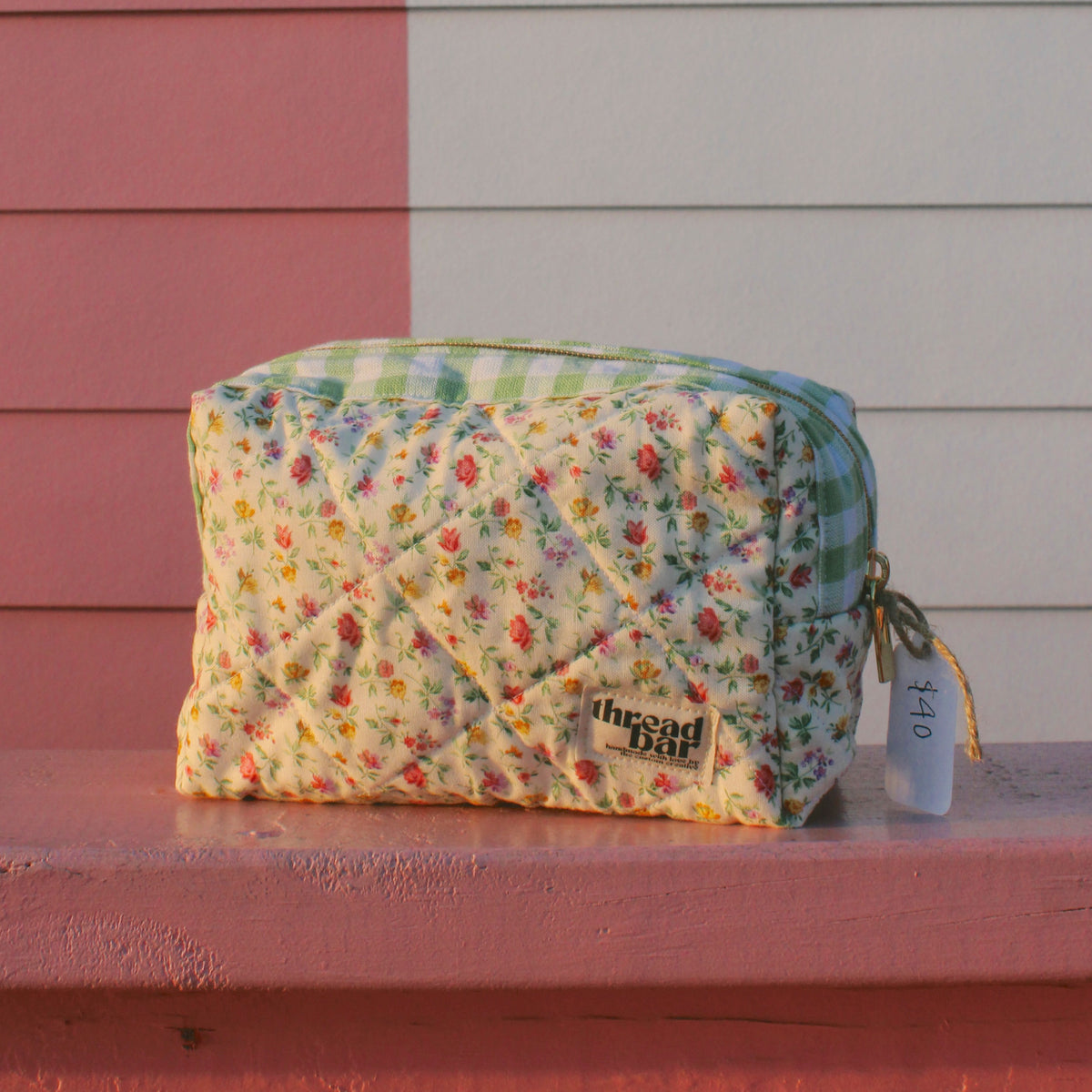 Medium Floral & Green Gingham Classic Bag