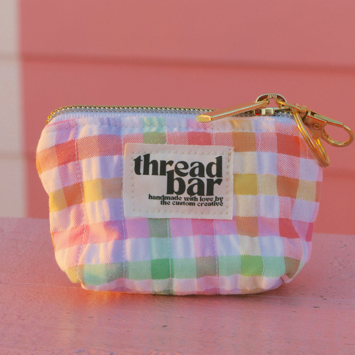 Gingham Seersucker Coin Bag