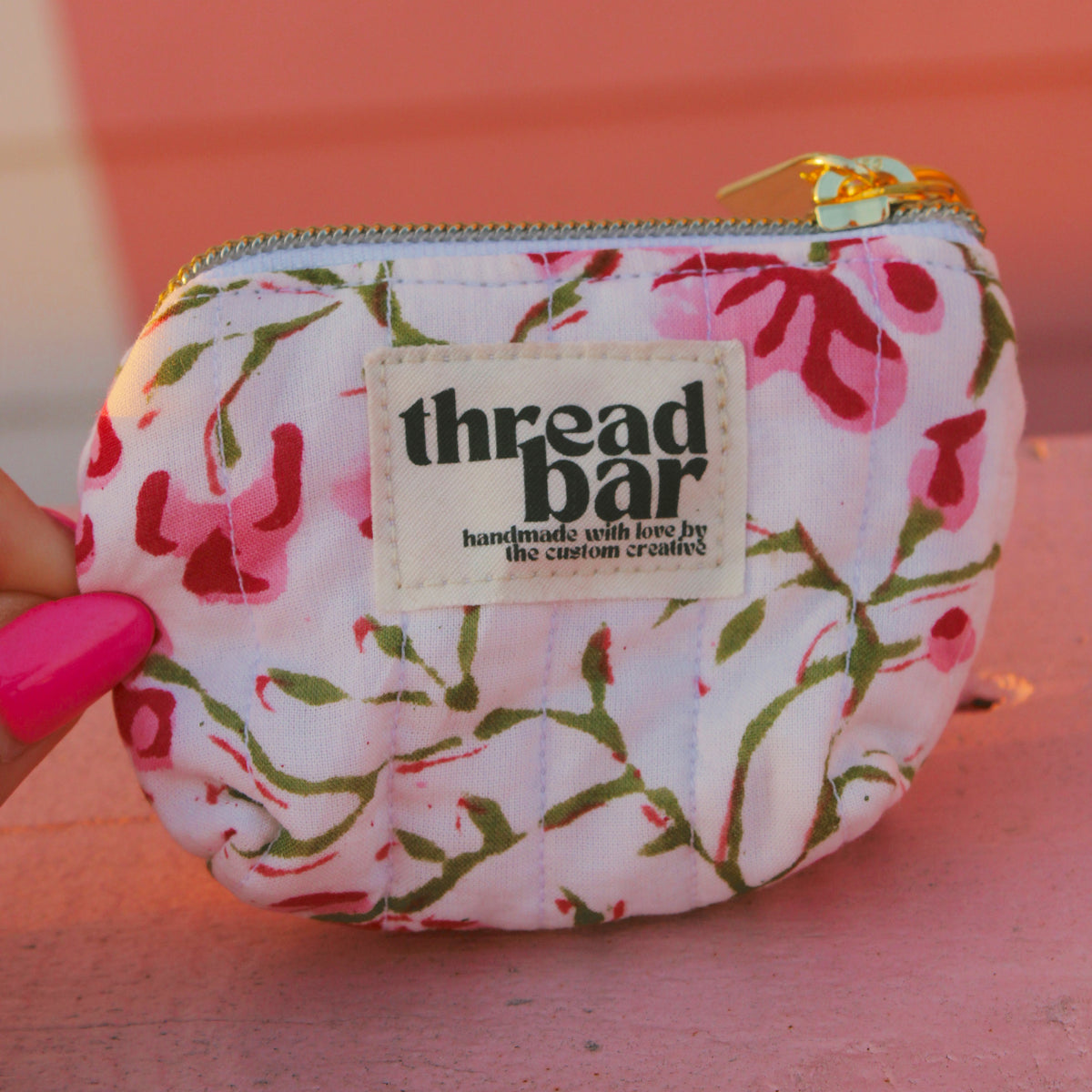 Pink Floral Coin Bag