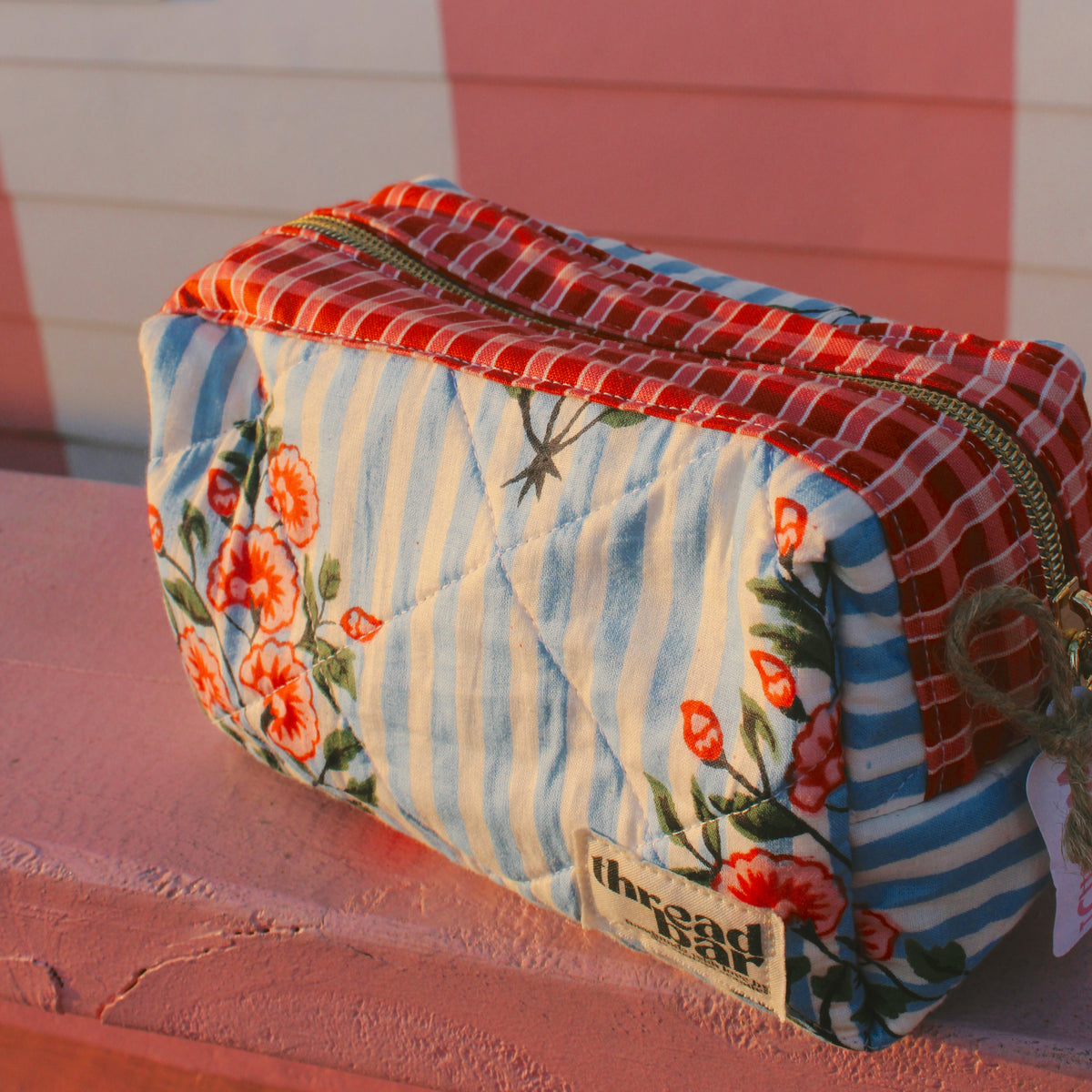 Small Blue Stripe Floral Classic Bag